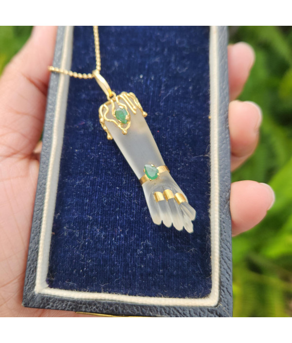 Vintage Rock Crystal Figa Pendant in 18k Yellow Gold Vintage Rock Crystal Figa Pendant in 18k Yellow Gold