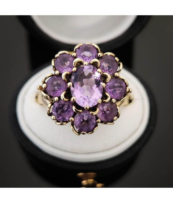 1970s Amethyst Cocktail Ring in 9k Yello...