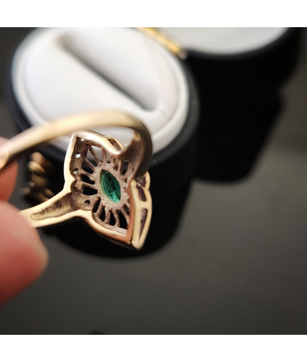 Emerald And Diamond Ring in 9K Yellow Gold Emerald And Diamond Ring in 9K Yellow Gold
