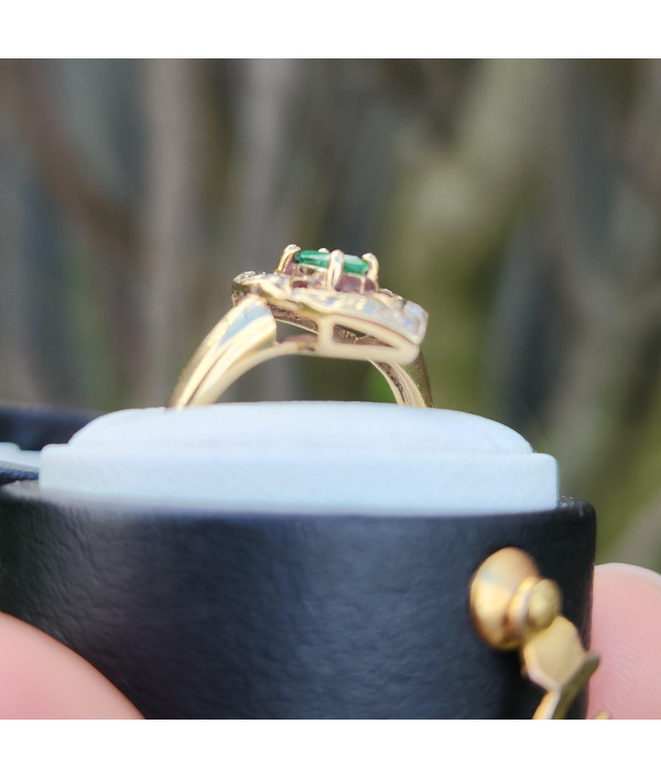 Emerald And Diamond Ring in 9K Yellow Gold Emerald And Diamond Ring in 9K Yellow Gold