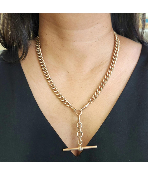 Antique Albert Chain with Graduated Links in 9k Rose Gold Antique Albert Chain with Graduated Links in 9k Rose Gold