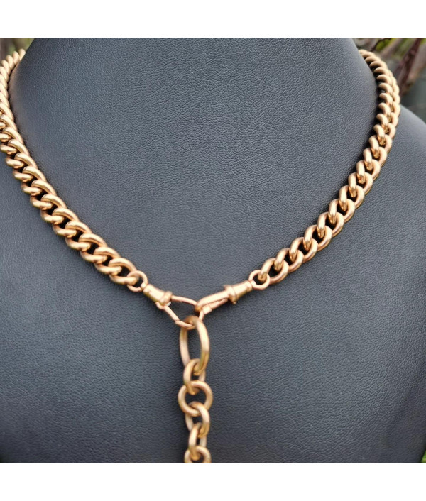 Antique Albert Chain with Graduated Links in 9k Rose Gold Antique Albert Chain with Graduated Links in 9k Rose Gold