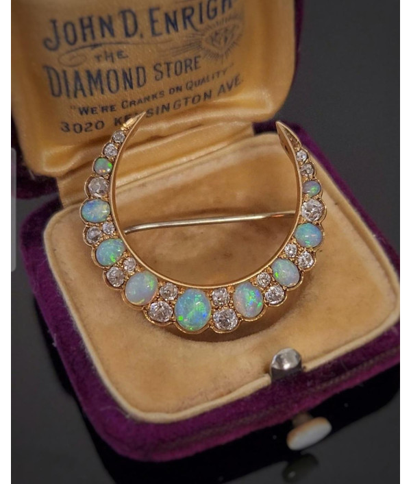Victorian Crescent Moon Brooch with Aust...