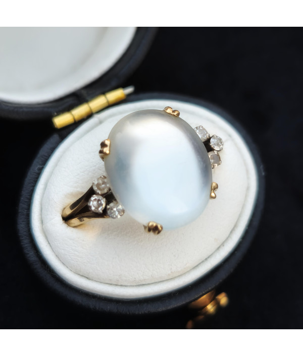 Art Deco Moonstone and Diamond Ring in 1...
