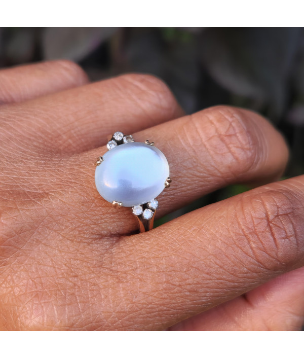 Art Deco Moonstone and Diamond Ring in 14k Gold Art Deco Moonstone and Diamond Ring in 14k Gold