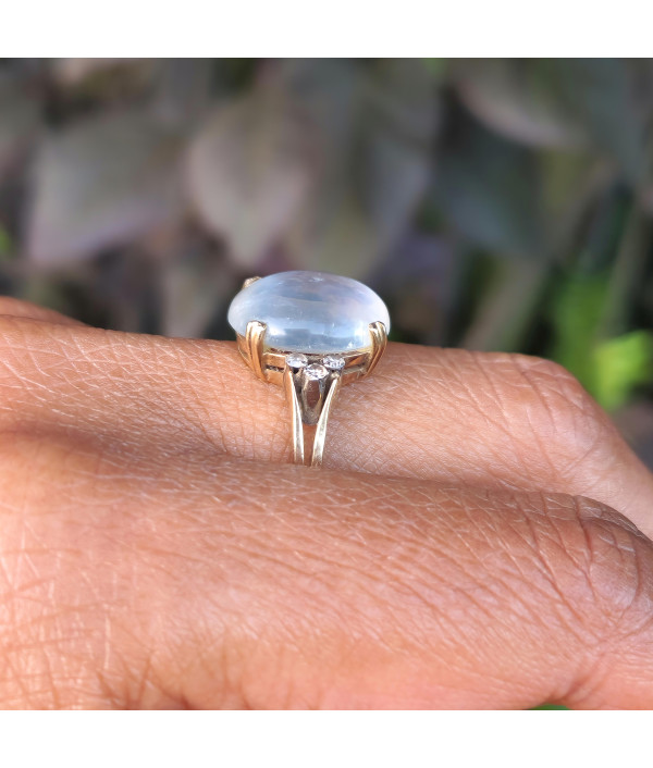 Art Deco Moonstone and Diamond Ring in 14k Gold Art Deco Moonstone and Diamond Ring in 14k Gold