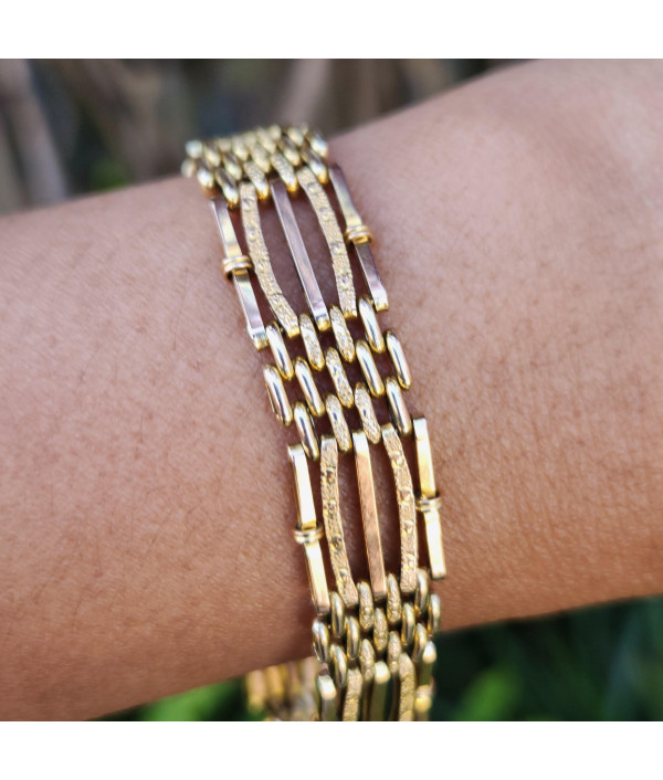 Edwardian Day and Night Gate Link Bracelet with Heart Padlock in 9K Rose Gold Edwardian Day and Night Gate Link Bracelet with Heart Padlock in 9K Rose Gold