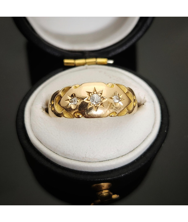 Late Art Deco Diamond Starburst Gypsy Ri...