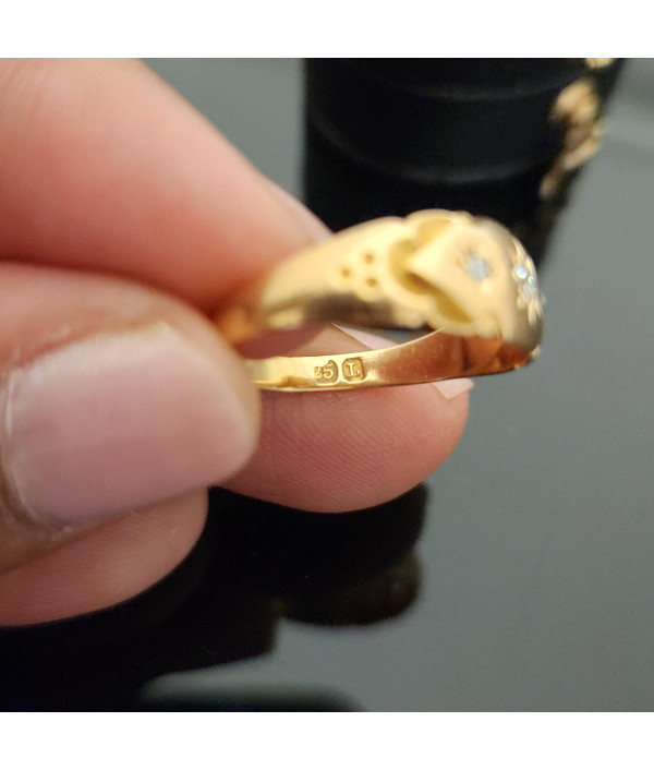 Late Art Deco Diamond Starburst Gypsy Ring in 15k Yellow Gold Late Art Deco Diamond Starburst Gypsy Ring in 15k Yellow Gold