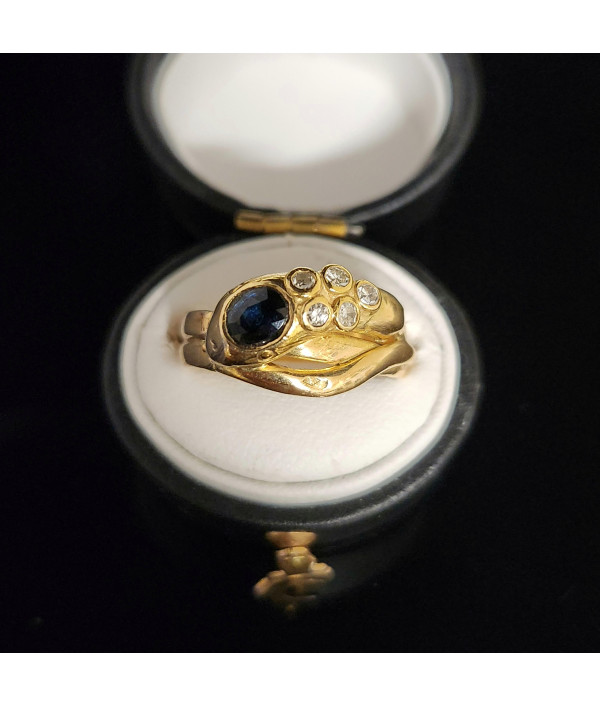 Sapphire and Diamond Serpent Ring in 18k...