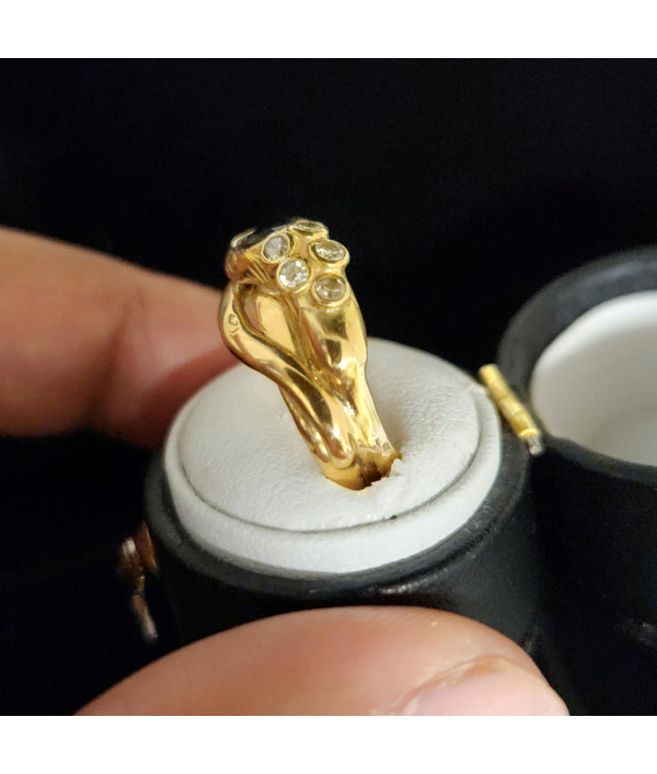 Sapphire and Diamond Serpent Ring in 18k Yellow Gold