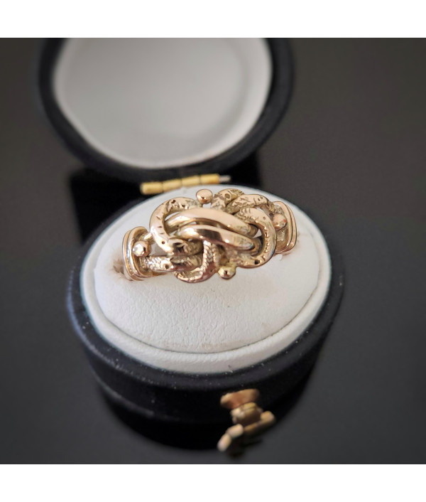 Edwardian Lover’s Knot Ring in 9K Warm...