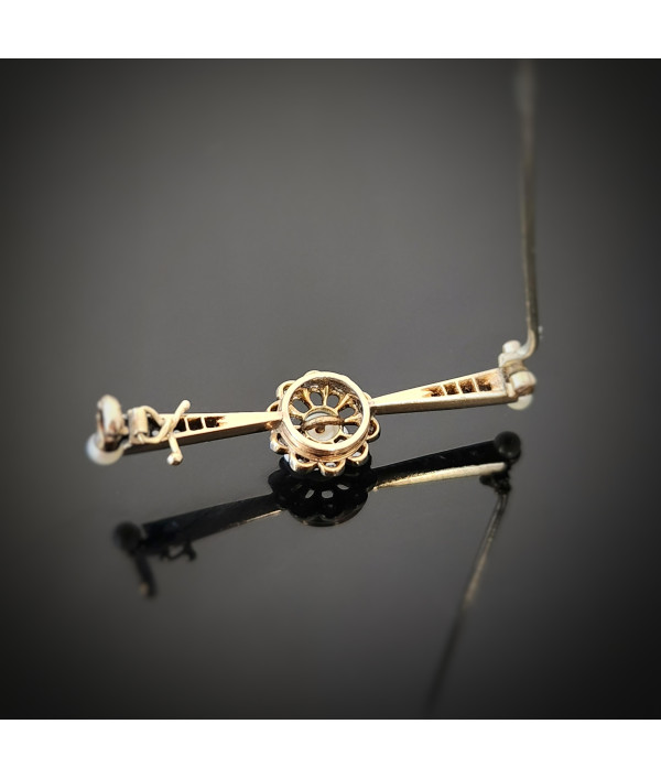 Belle Époque Pearl & Rose-Cut Diamond Brooch in Silver, Platinum & 14k Gold Belle Époque Pearl & Rose-Cut Diamond Brooch in Silver, Platinum & 14k Gold