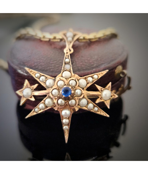 Victorian Pearl Starburst Pendant Brooch...