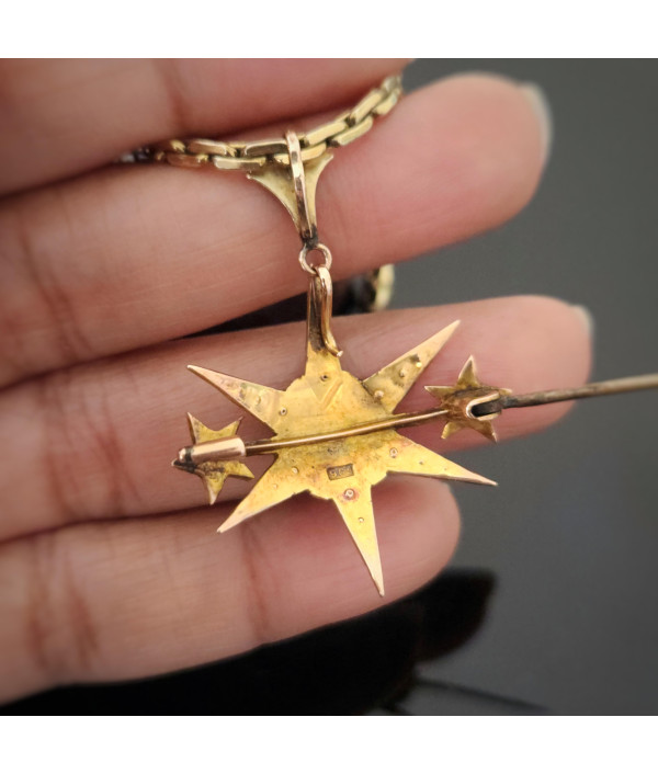 Victorian Pearl Starburst Pendant Brooch in 9ct Gold Victorian Pearl Starburst Pendant Brooch in 9ct Gold