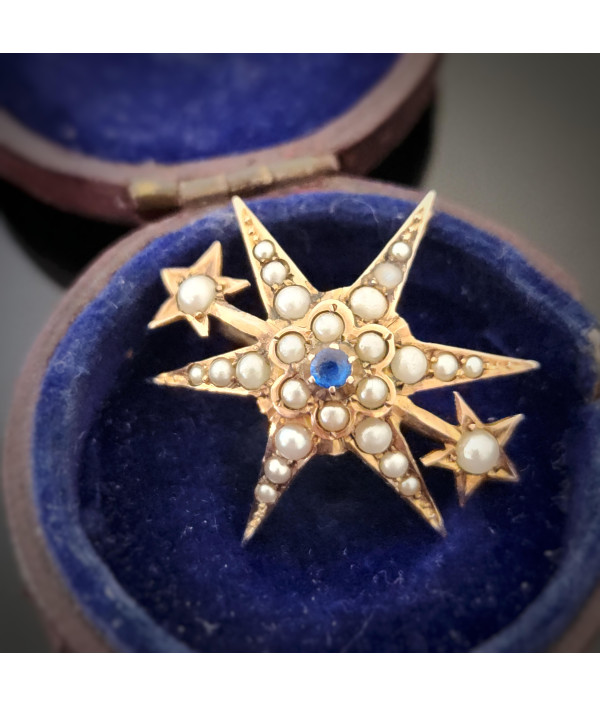 Victorian Pearl Starburst Pendant Brooch in 9ct Gold Victorian Pearl Starburst Pendant Brooch in 9ct Gold