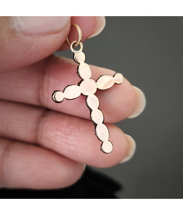 Georgian Natural Zircon Cross Pendant in 18k Gold and Silver Georgian Natural Zircon Cross Pendant in 18k Gold and Silver