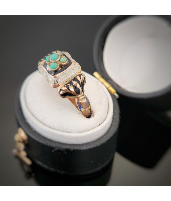 Antique Biedermeier 9ct Gold Turquoise Forget-Me-Not Ring Antique Biedermeier 9ct Gold Turquoise Forget-Me-Not Ring