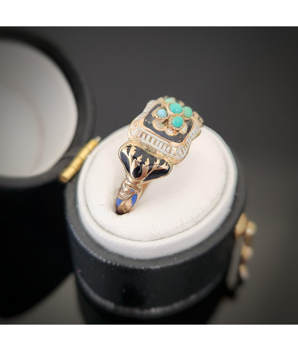 Antique Biedermeier 9ct Gold Turquoise Forget-Me-Not Ring Antique Biedermeier 9ct Gold Turquoise Forget-Me-Not Ring
