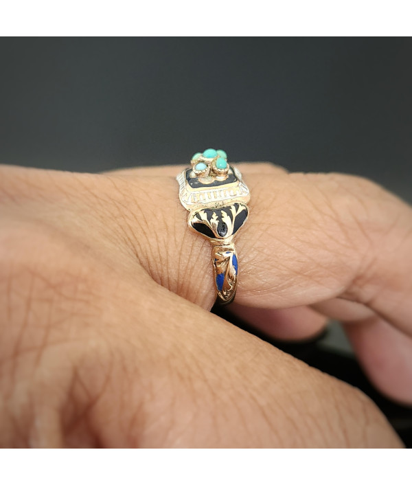 Antique Biedermeier 9ct Gold Turquoise Forget-Me-Not Ring Antique Biedermeier 9ct Gold Turquoise Forget-Me-Not Ring