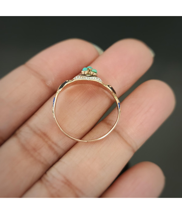 Antique Biedermeier 9ct Gold Turquoise Forget-Me-Not Ring Antique Biedermeier 9ct Gold Turquoise Forget-Me-Not Ring