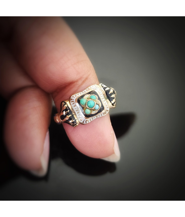 Antique Biedermeier 9ct Gold Turquoise Forget-Me-Not Ring Antique Biedermeier 9ct Gold Turquoise Forget-Me-Not Ring
