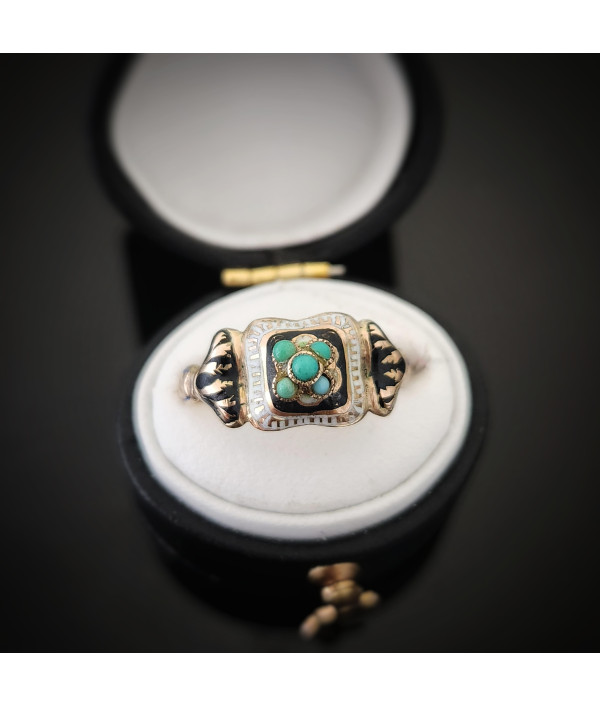 Antique Biedermeier 9ct Gold Turquoise F...