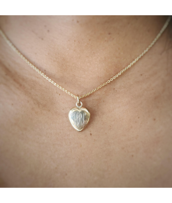Antique Engraved Heart Pendant in 9K Rose Gold– Monogram HRL Antique Engraved Heart Pendant in 9K Rose Gold– Monogram HRL