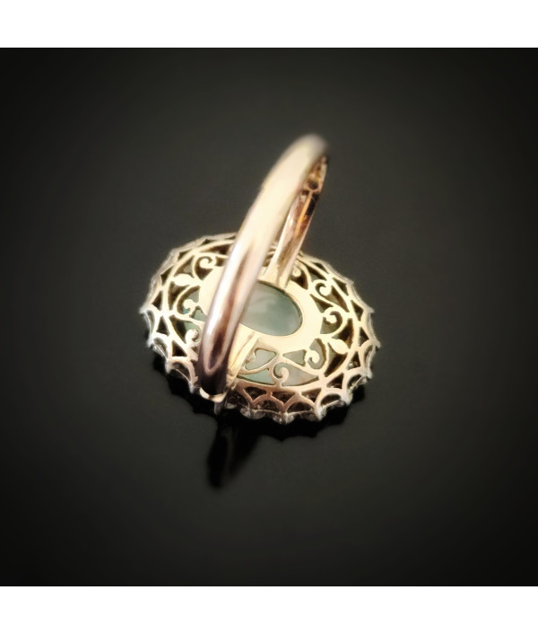 Antique Australian Solid Opal and White Sapphire Ring | 9ct Rose Gold & Silver Antique Australian Solid Opal and White Sapphire Ring | 9ct Rose Gold & Silver