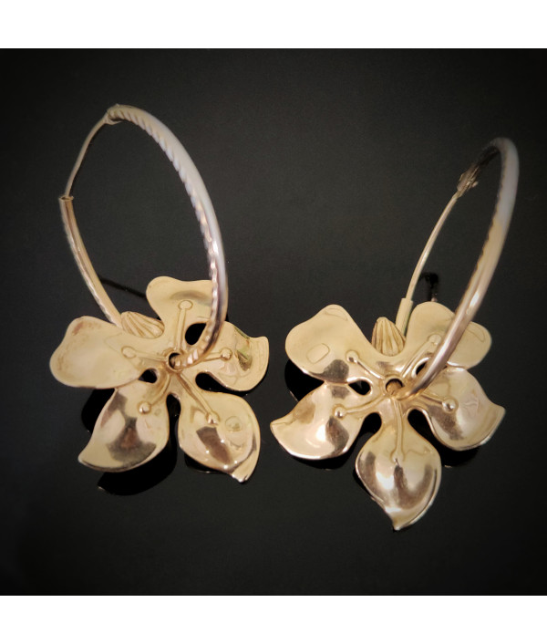 14K Gold Orchids On Two-Tone Convertible...
