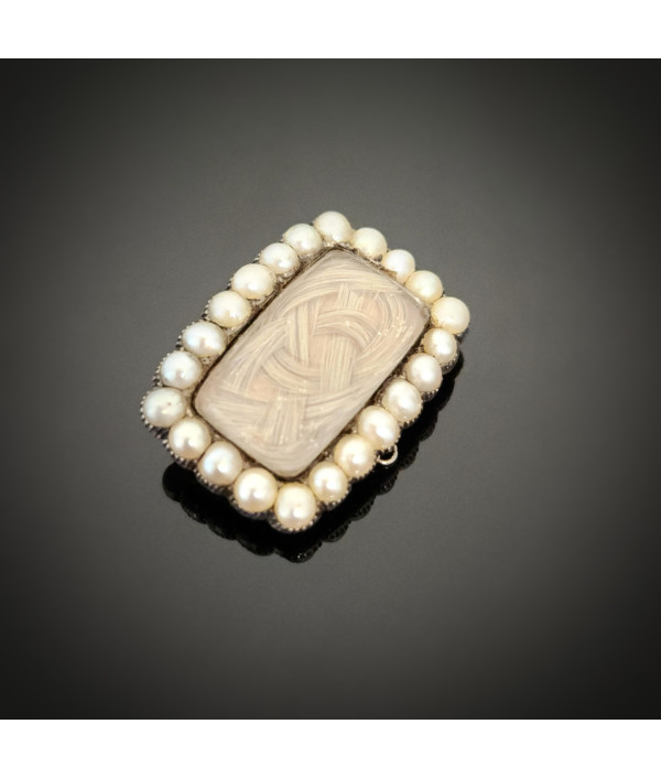 Victorian 14ct Gold Mourning Brooch with Seed Pearl Halo Victorian 14ct Gold Mourning Brooch with Seed Pearl Halo