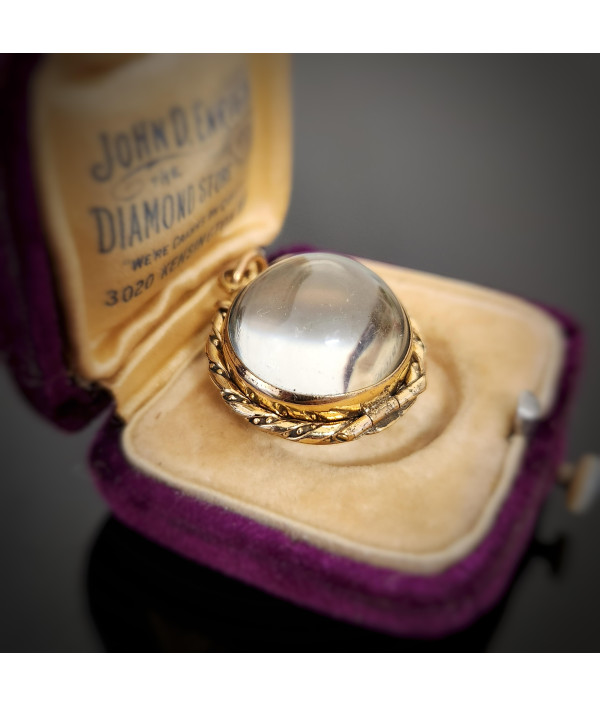 Antique Pool of Light Pendant in Rock Crystal and Rolled Gold Antique Pool of Light Pendant in Rock Crystal and Rolled Gold