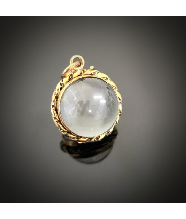 Antique Pool of Light Pendant in Rock Crystal and Rolled Gold Antique Pool of Light Pendant in Rock Crystal and Rolled Gold