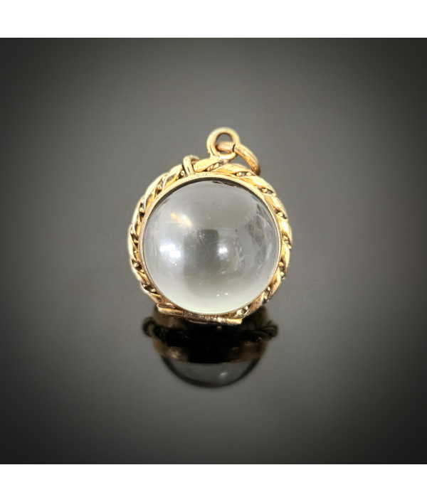 Antique Pool of Light Pendant in Rock Crystal and Rolled Gold Antique Pool of Light Pendant in Rock Crystal and Rolled Gold