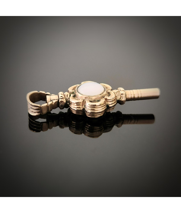 Antique Victorian Pocket Watch Key Pendant with Amethyst and Chalcedony c.1850 Antique Victorian Pocket Watch Key Pendant with Amethyst and Chalcedony c.1850
