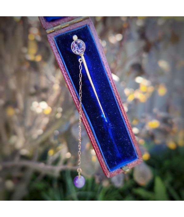 Antique Old-Cut Amethyst Stickpin in 9ct Rose Gold Antique Old-Cut Amethyst Stickpin in 9ct Rose Gold
