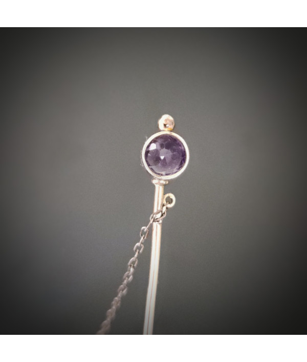 Antique Old-Cut Amethyst Stickpin in 9ct Rose Gold