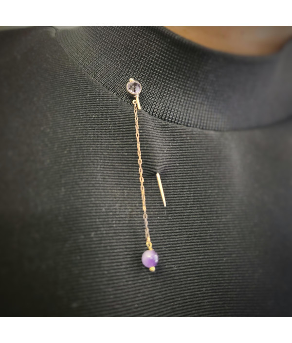 Antique Old-Cut Amethyst Stickpin in 9ct Rose Gold Antique Old-Cut Amethyst Stickpin in 9ct Rose Gold