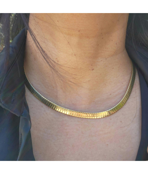 Elegant Italian 9ct Gold Omega Link Necklace by UNOAERRE