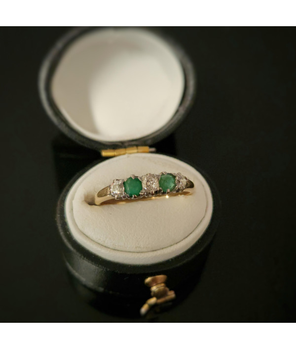 Antique Emerald and Old Mine Cut Diamond...