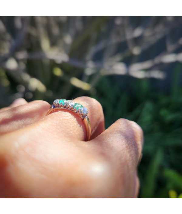Antique Emerald and Old Mine Cut Diamond Bridge Ring Antique Emerald and Old Mine Cut Diamond Bridge Ring