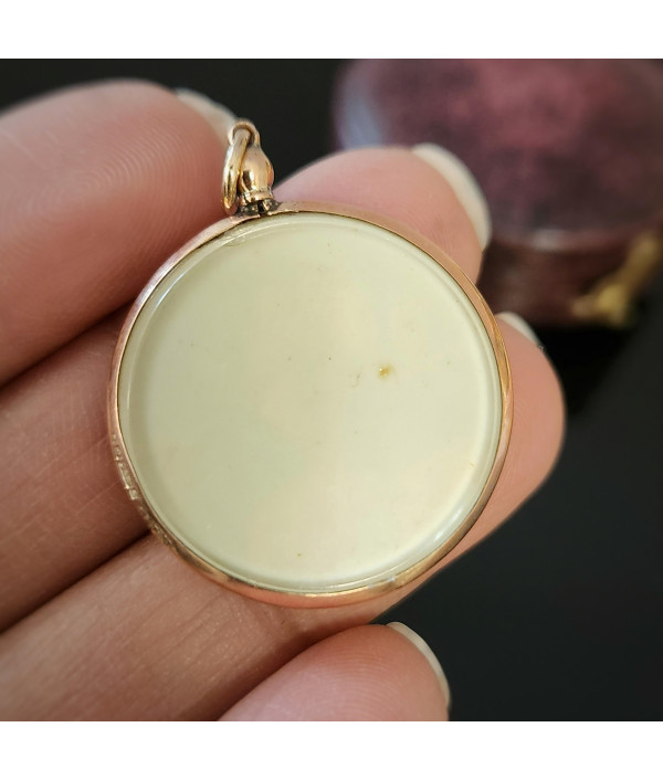 Victorian Hand-Painted Portrait Pendant - 9ct Gold, Birmingham 1850