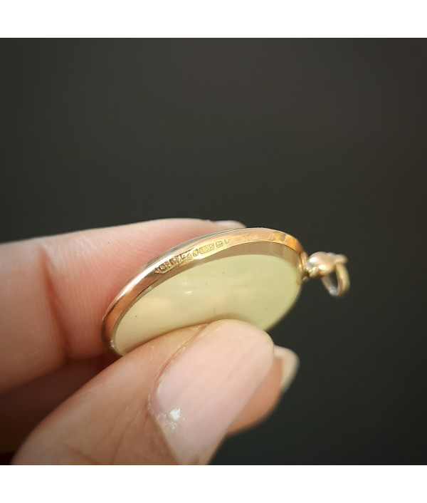 Victorian Hand-Painted Portrait Pendant - 9ct Gold, Birmingham 1850
