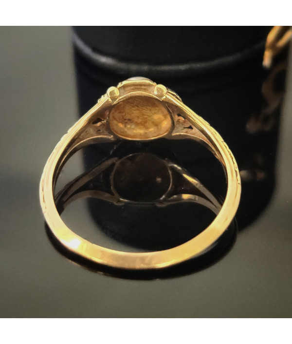 Victorian Emerald and Pearl Cluster Ring in 18ct Gold Victorian Emerald and Pearl Cluster Ring in 18ct Gold