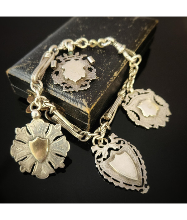 Victorian Sterling Silver Medallion Brac...