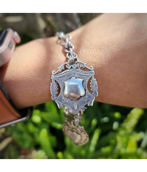 Victorian Sterling Silver Medallion Bracelet Victorian Sterling Silver Medallion Bracelet