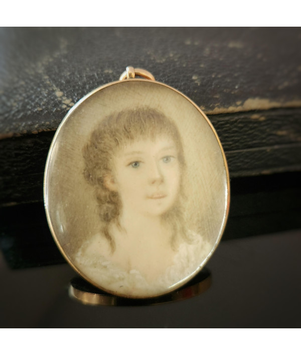 Georgian Mourning Portrait Pendant in 12...
