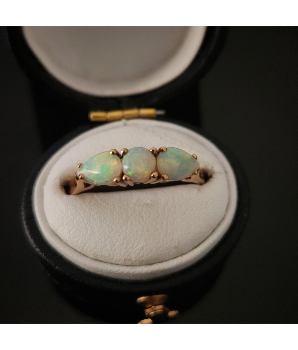 Australian Opal Trilogy Ring in 9k Yello...