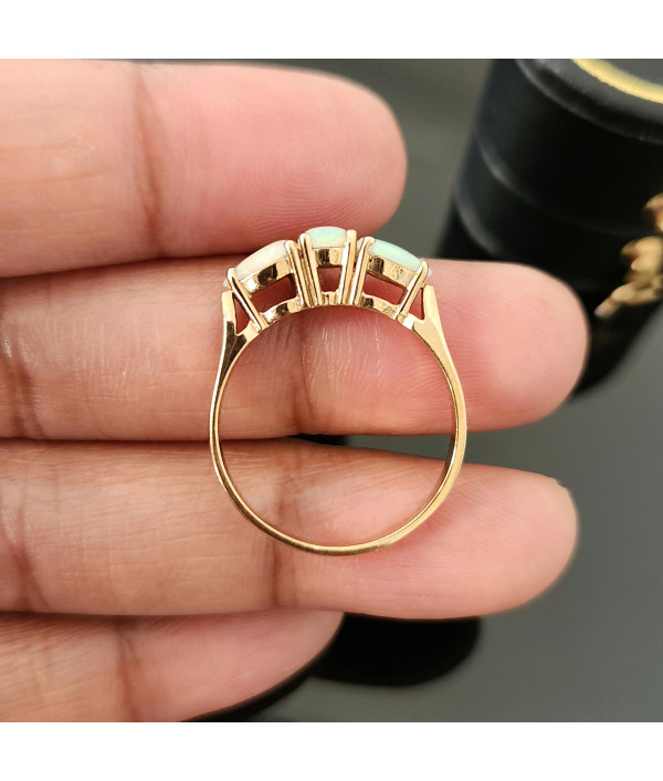 Australian Opal Trilogy Ring in 9k Yellow Gold Australian Opal Trilogy Ring in 9k Yellow Gold
