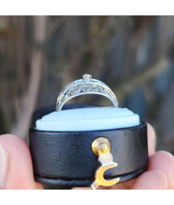 Vintage Three Stone Diamond Ring in Britannia Silver 